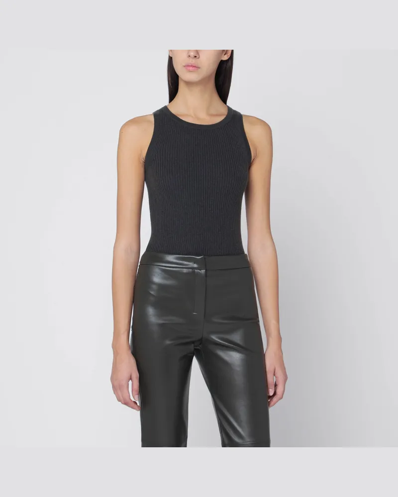 Max Mara Grünes Ripp-Top aus Wolle und Kaschmir 