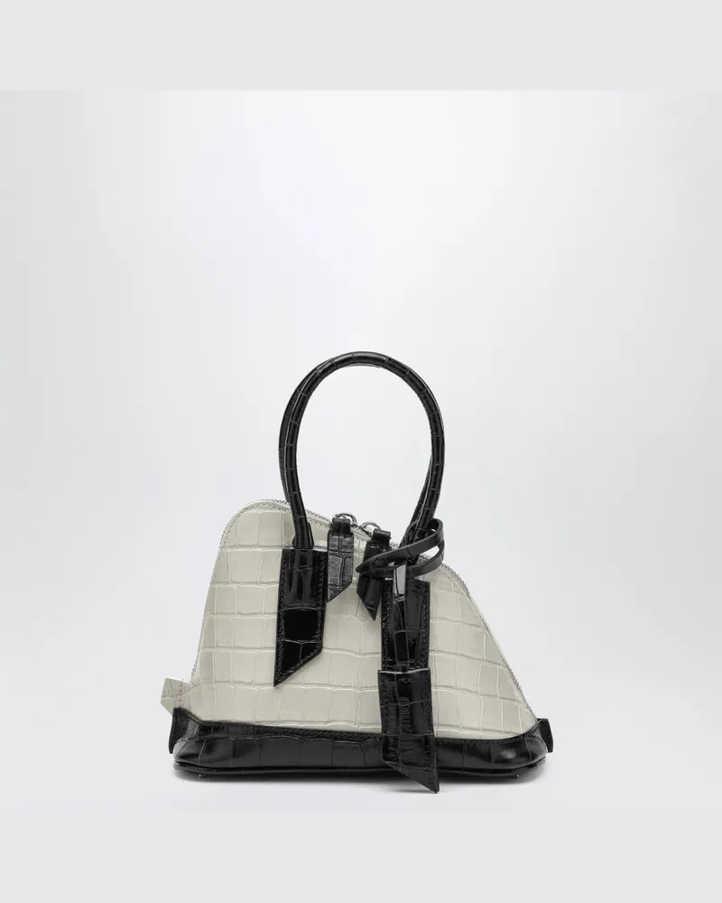 ATTICO Beige-schwarze Sant Ambroeus Mini-Tasche in Krokodiloptik Beige
