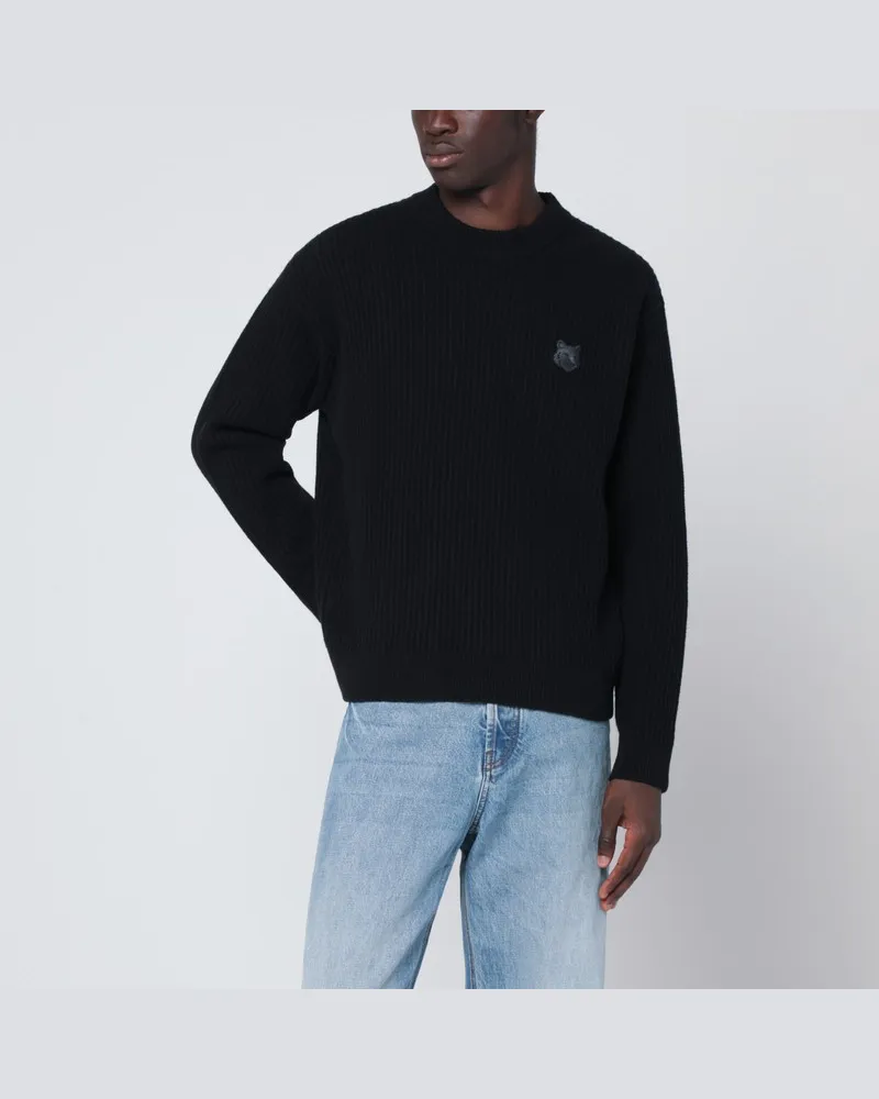 Kitsuné Schwarzer Wollpullover Schwarz