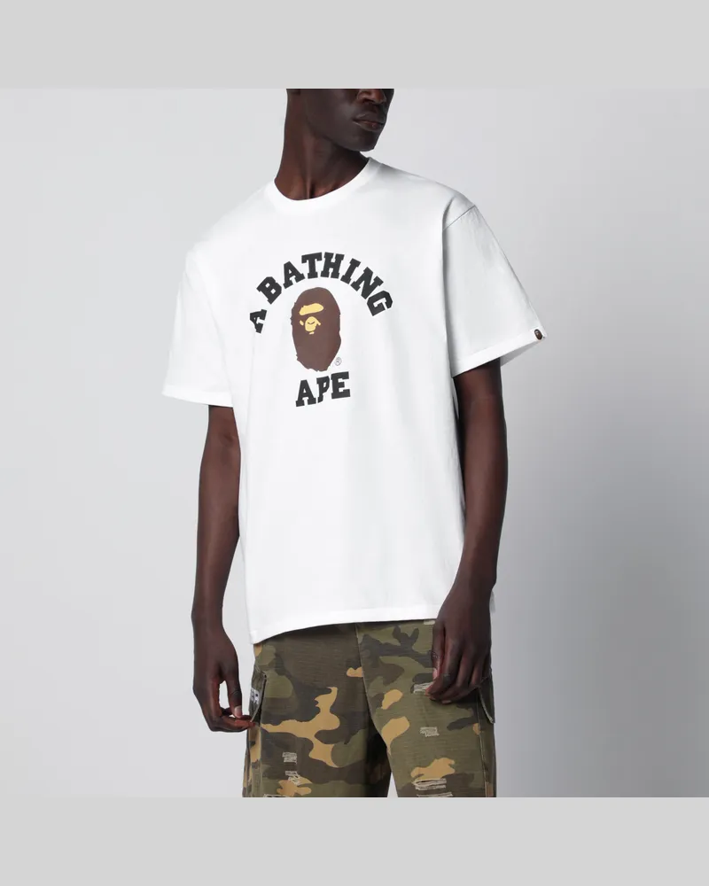 BAPE Weißes T-Shirt mit Logo-Print White