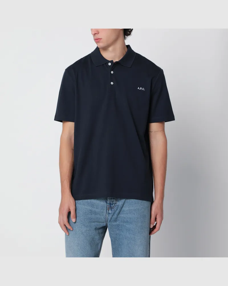 A.P.C. Dark blue cotton polo shirt with embroidered logo Blue