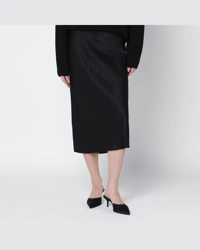 Anine Bing Schwarzer Bar-Midirock aus Seide Schwarz