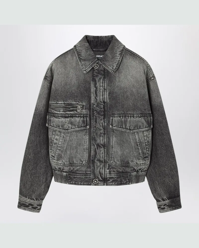 Versace Graue Denim-Blousonjacke Grey