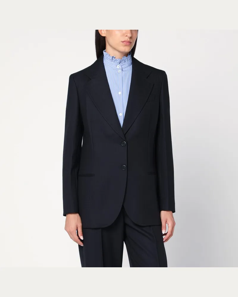 Prada Blaue einreihige Jacke aus Wolle Blau