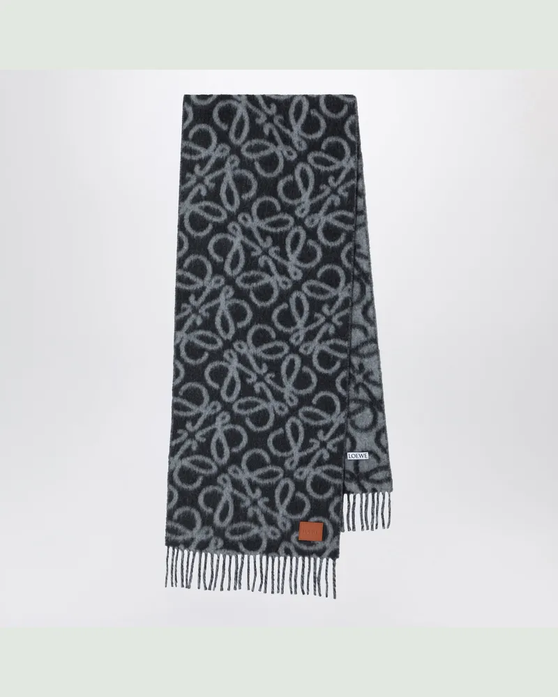 Loewe Schal schwarz/grau aus Alpaka- und Wollmischung Black