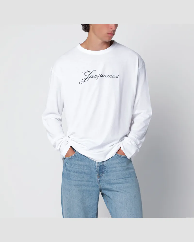 Jacquemus Langarm-T-Shirt weiß aus Bio-Baumwolle White