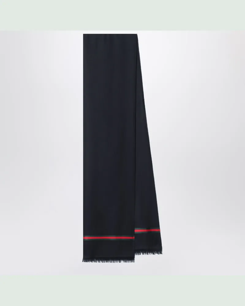 Gucci Stola aus Wolle und Seide in Nachtblau Blue