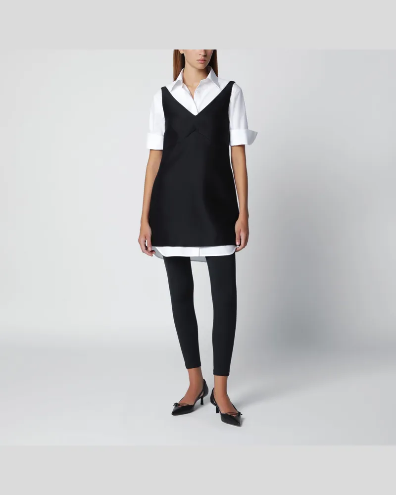 Balenciaga Hybrides Chemisier-Minikleid aus Woll-Seidenmix in Schwarz Black
