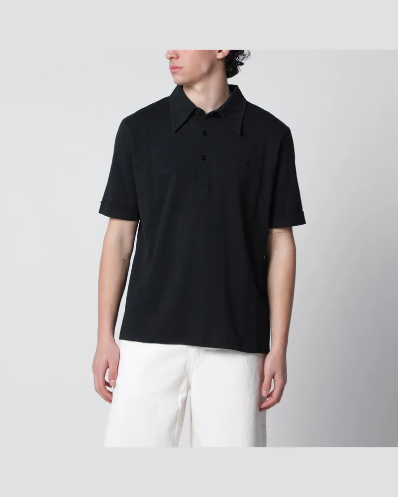 Maison Margiela Schwarzes Poloshirt aus Baumwolle Black