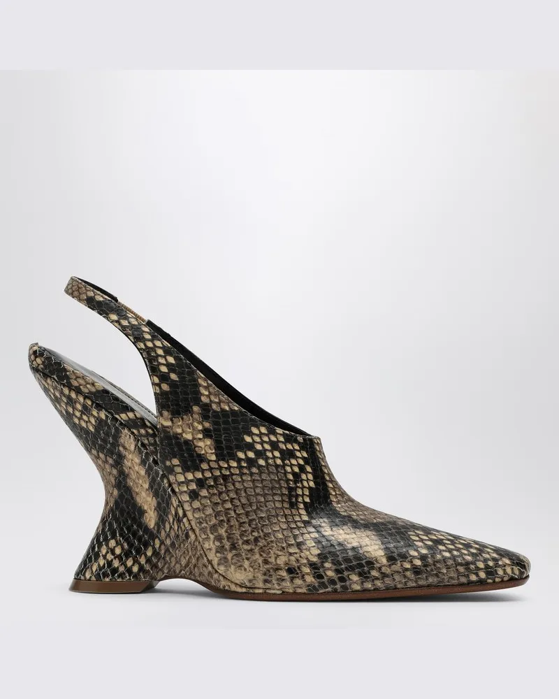 Dries van Noten Pumps mit einem Keil aus bedrucktem Leder Beige