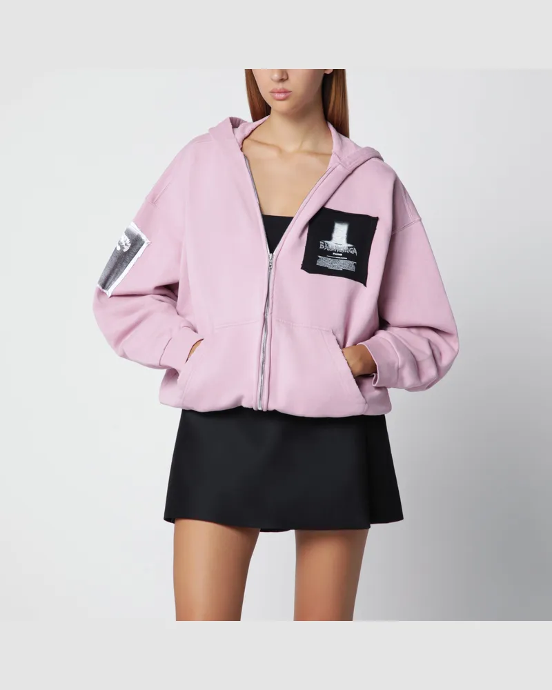 Balenciaga Zip-Hoodie aus Baumwolljersey in Altrosa Pink