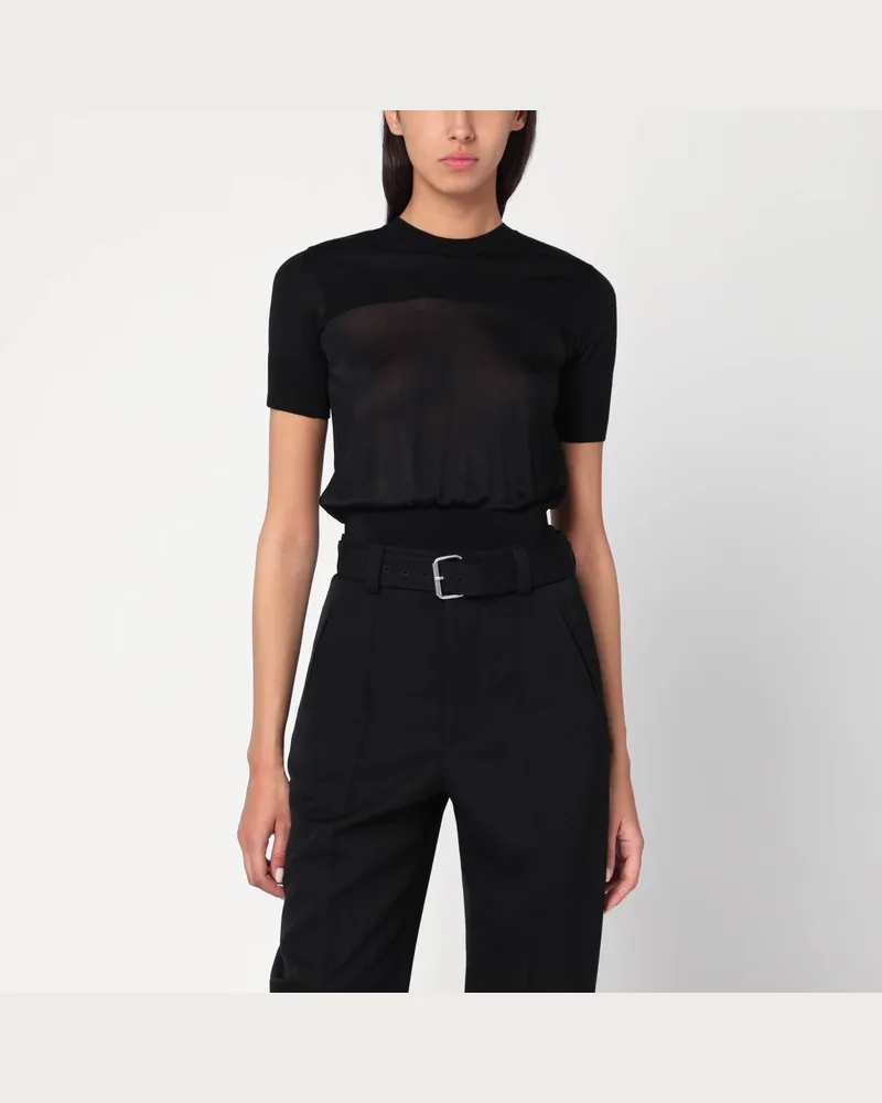 SPORTMAX Schwarzes T-Shirt aus Viskose und Wolle Schwarz