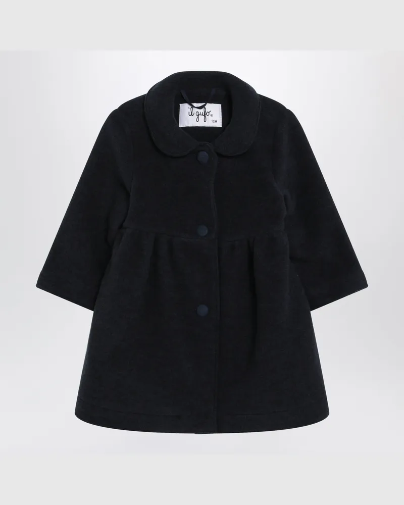 Il Gufo Long navy blue couture fleece wool blend coat Blue
