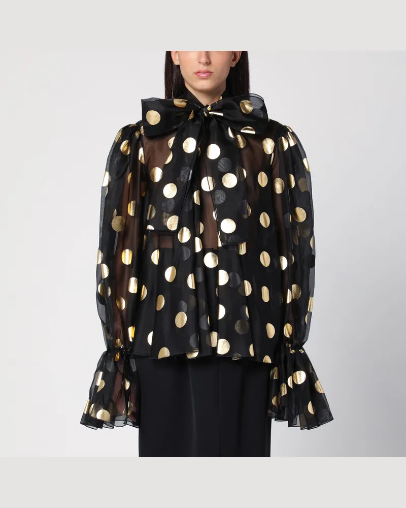 Dolce & Gabbana Bluse mit Lamé-Punkten aus Seidenorganza Black