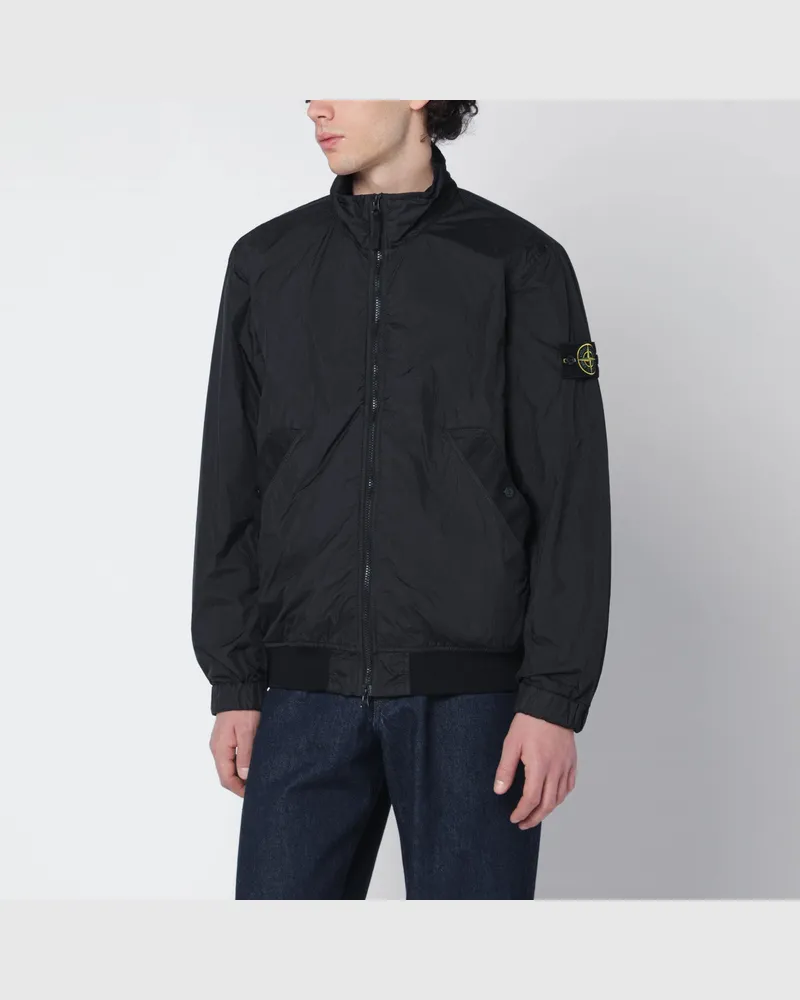 Stone Island Schwarze Nylonjacke mit Reißverschluss Black