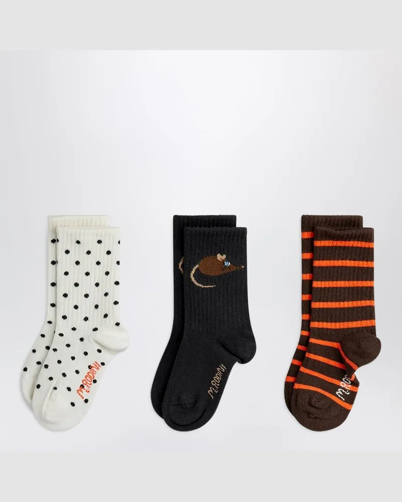 Mini Rodini Mehrfarbige Socken im 3er-Pack aus Bio-Baumwolle Multicolor