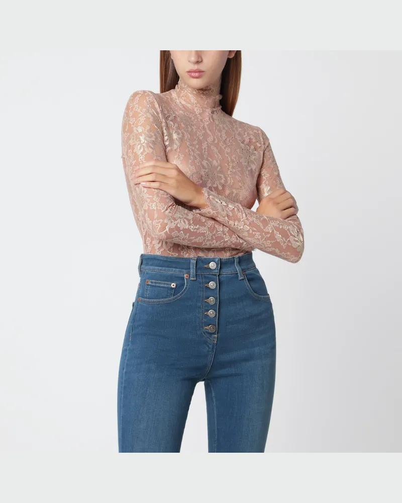 Valentino Garavani Nude semi-sheer floral lace bodysuit Beige