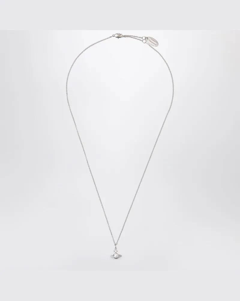 Vivienne Westwood Platinfarbene Orb-Anhängerhalskette mit Kristall Metallisch