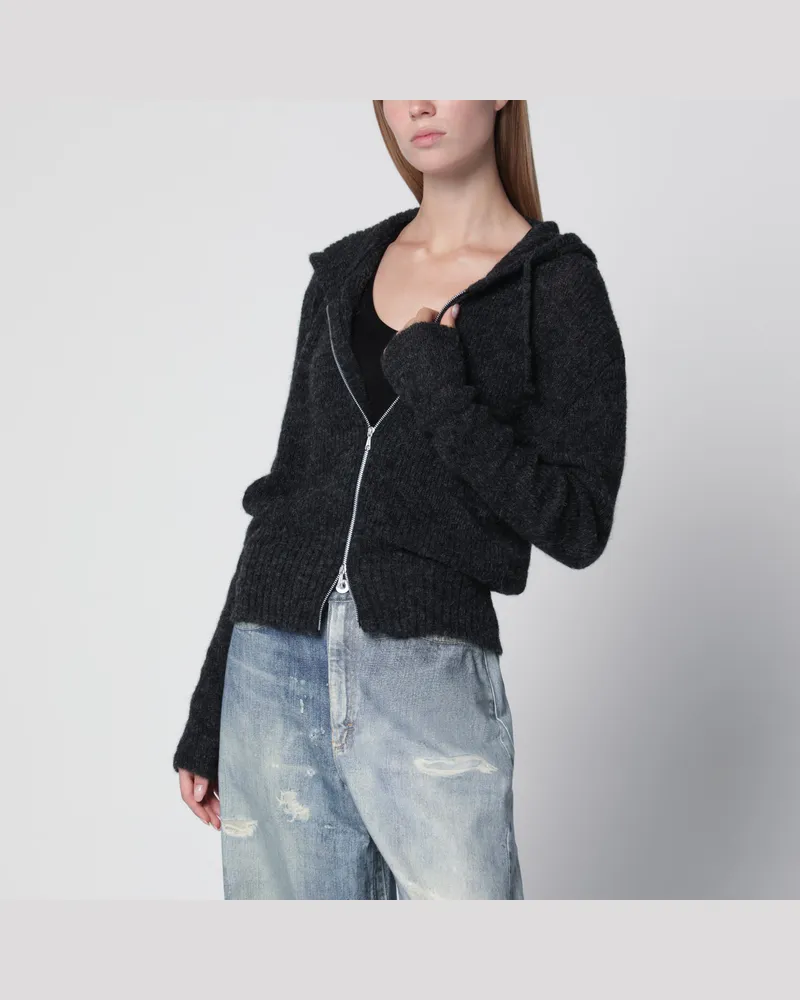 Our Legacy Grey Alpaca-Blend Sweatshirt Cardigan Black