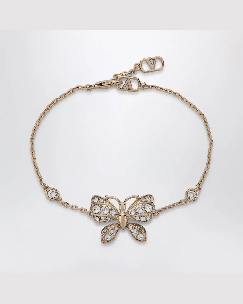Valentino Garavani Flutterby Goldarmband aus Metall und Kristallen Metal
