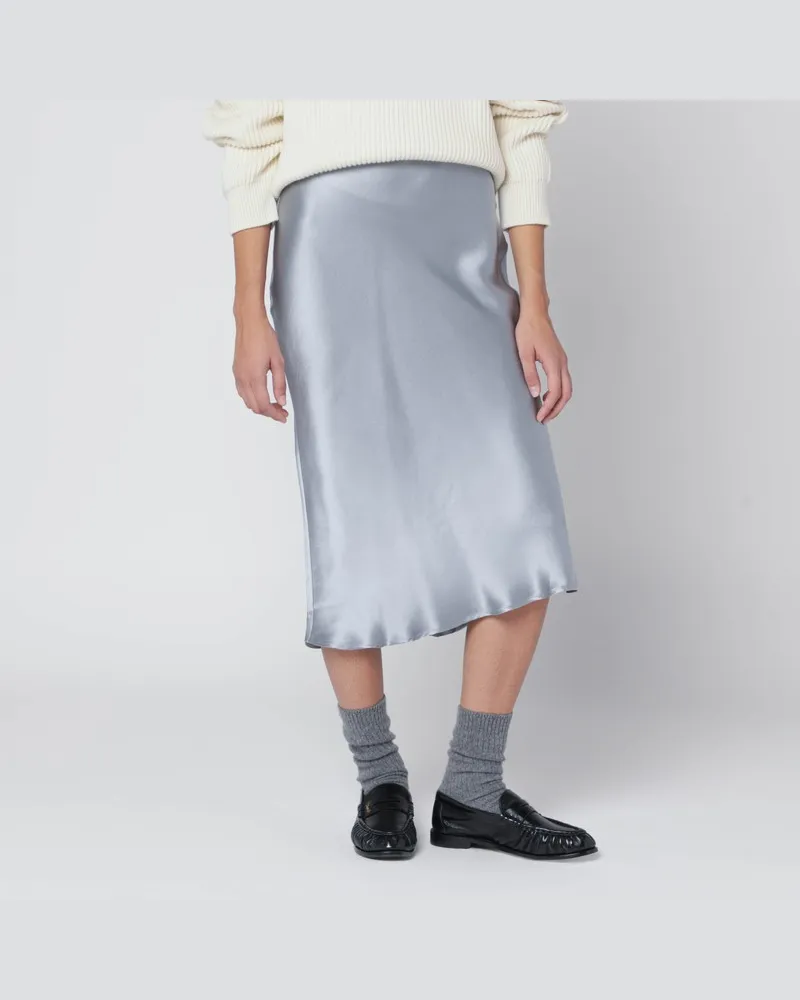 Anine Bing Pastellblaue Seiden-Midi-Rock Hellblau