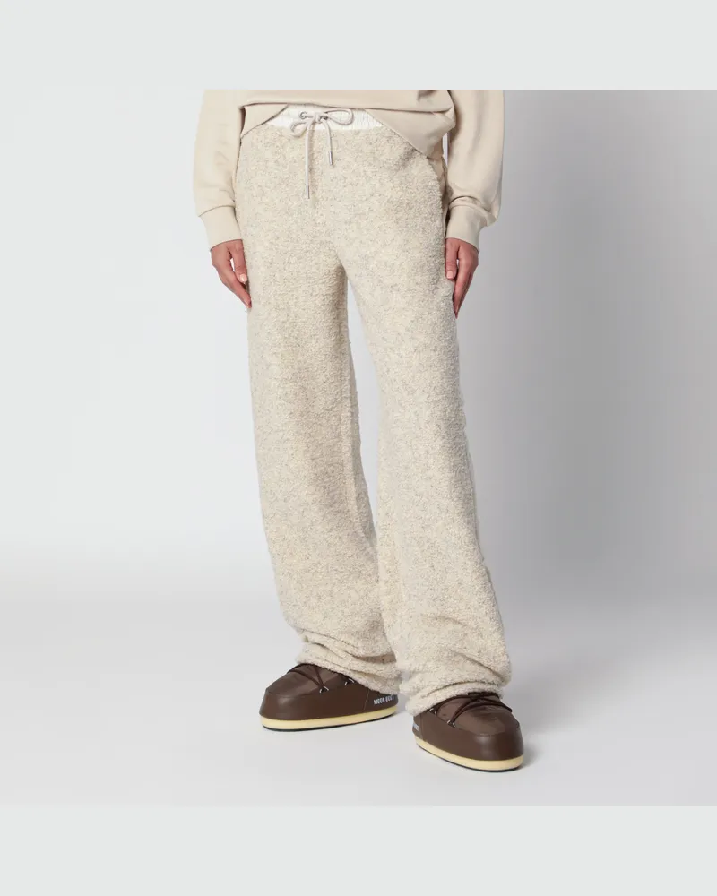 Moncler Elfenbeinfarbene Bouclé-Hose White