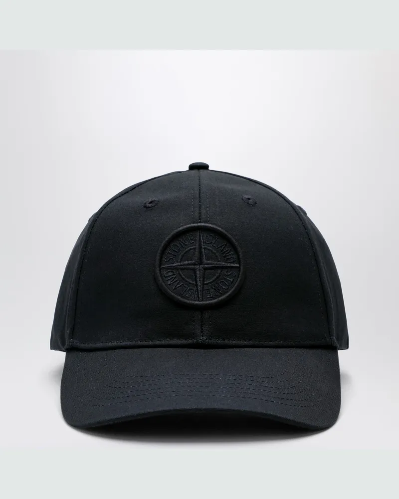Stone Island Schwarze Baseballkappe mit Logo Black