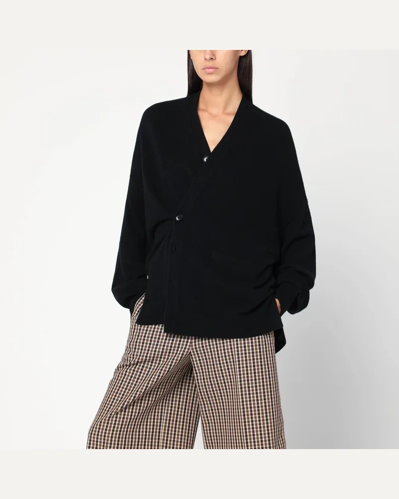 extreme cashmere Asymmetrischer schwarzer Kaschmir-Cardigan Schwarz