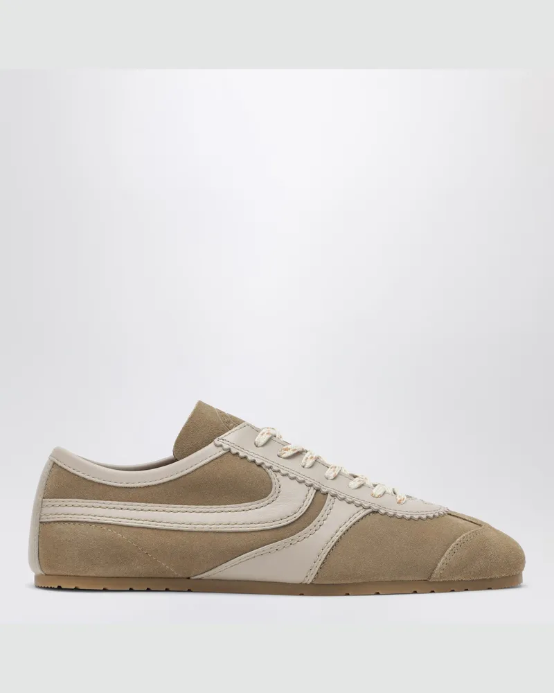Dries van Noten Beige Sneaker aus Leder und Veloursleder 