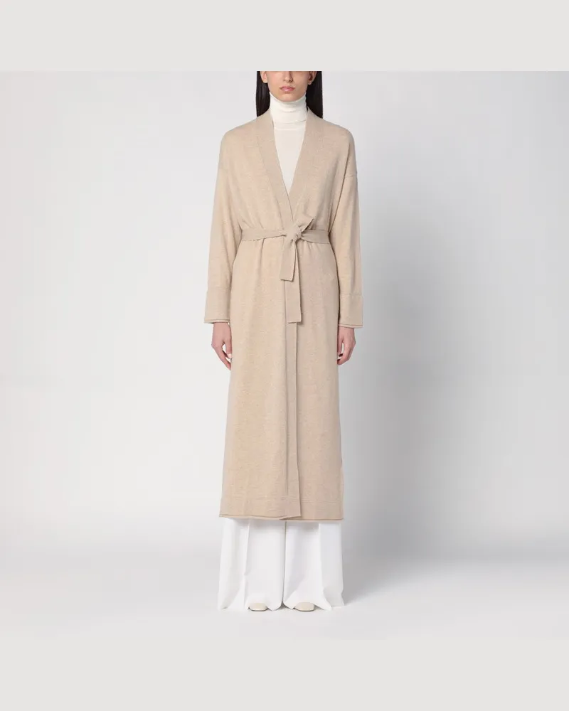 Max Mara Beigefarbene lange Strickjacke aus Kaschmir Beige