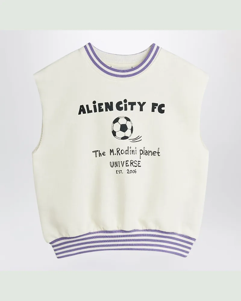 Mini Rodini Weißes ärmelloses Alien City FC Tanktop White