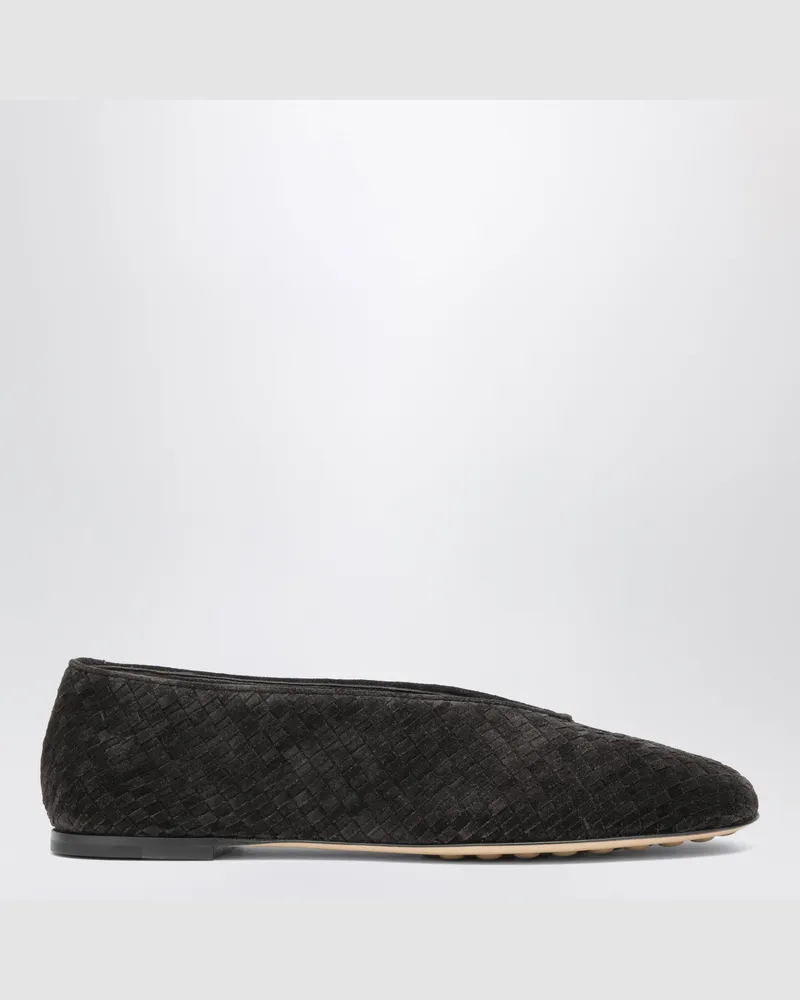 Bottega Veneta Espressofarbene Ballerinas aus Intrecciato-Veloursleder Brown