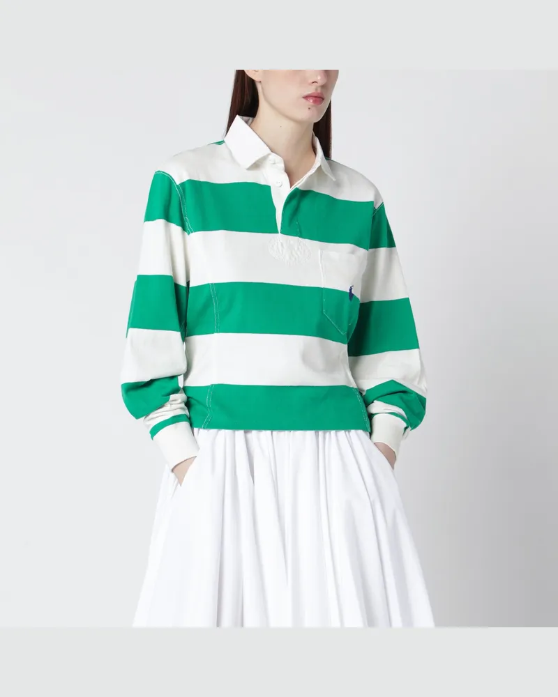 Ralph Lauren Weiß/grün gestreiftes Poloshirt Green