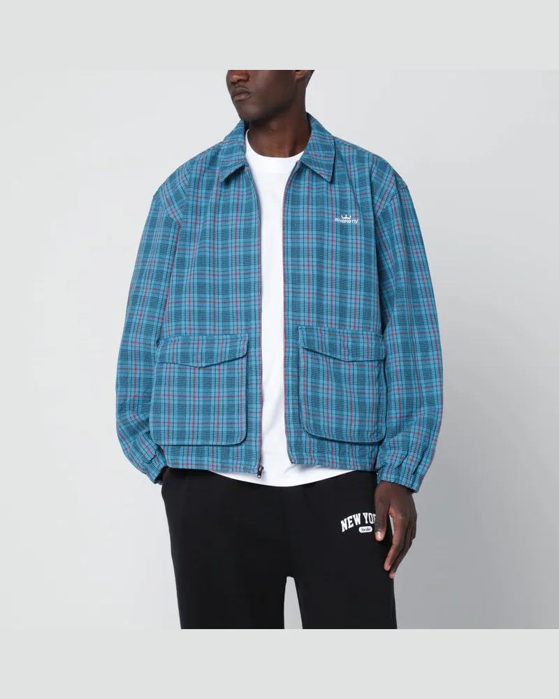 AWAKE NY Blaue Overshirt-Jacke mit Reißverschluss und Logo Blau