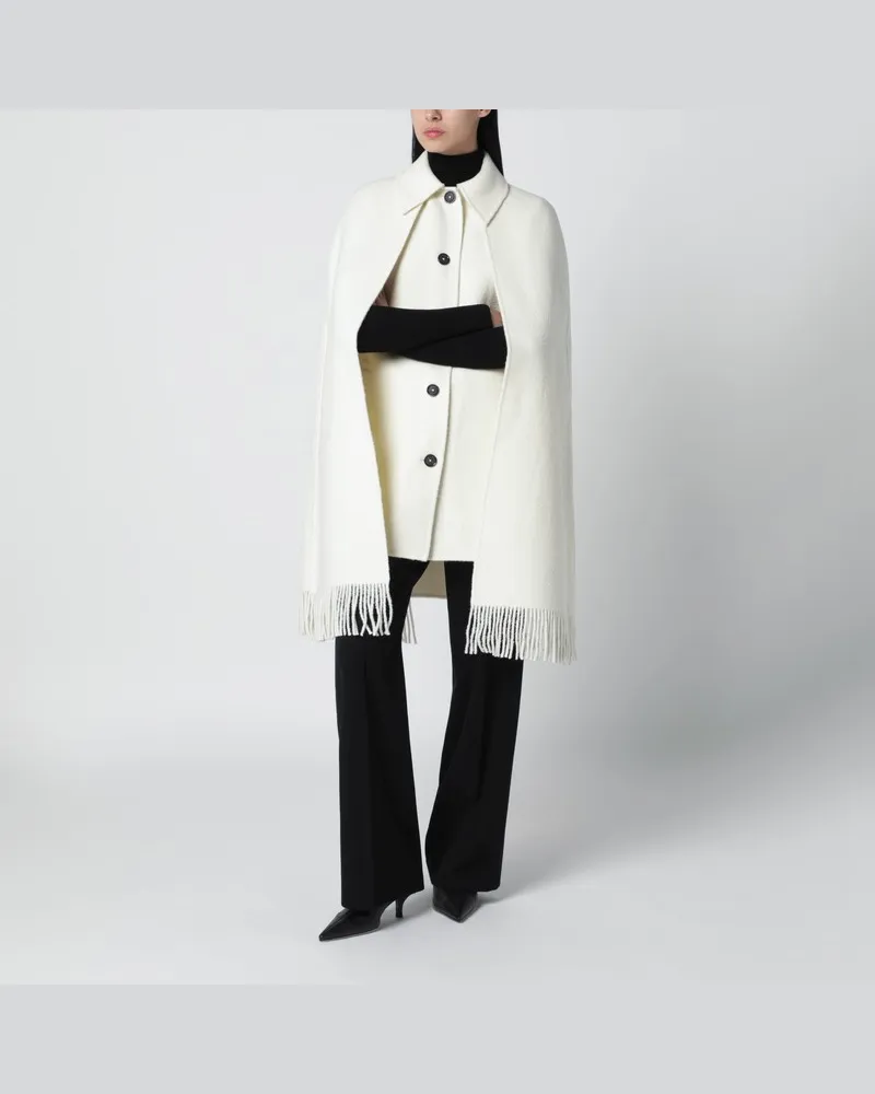 Totême Weiße Cape-Jacke mit Fransen Weiß