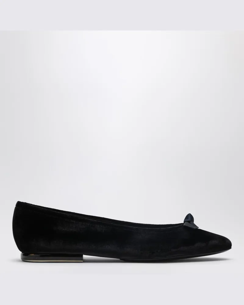 Loro Piana Primula Ballerinas aus schwarzem Samt Schwarz