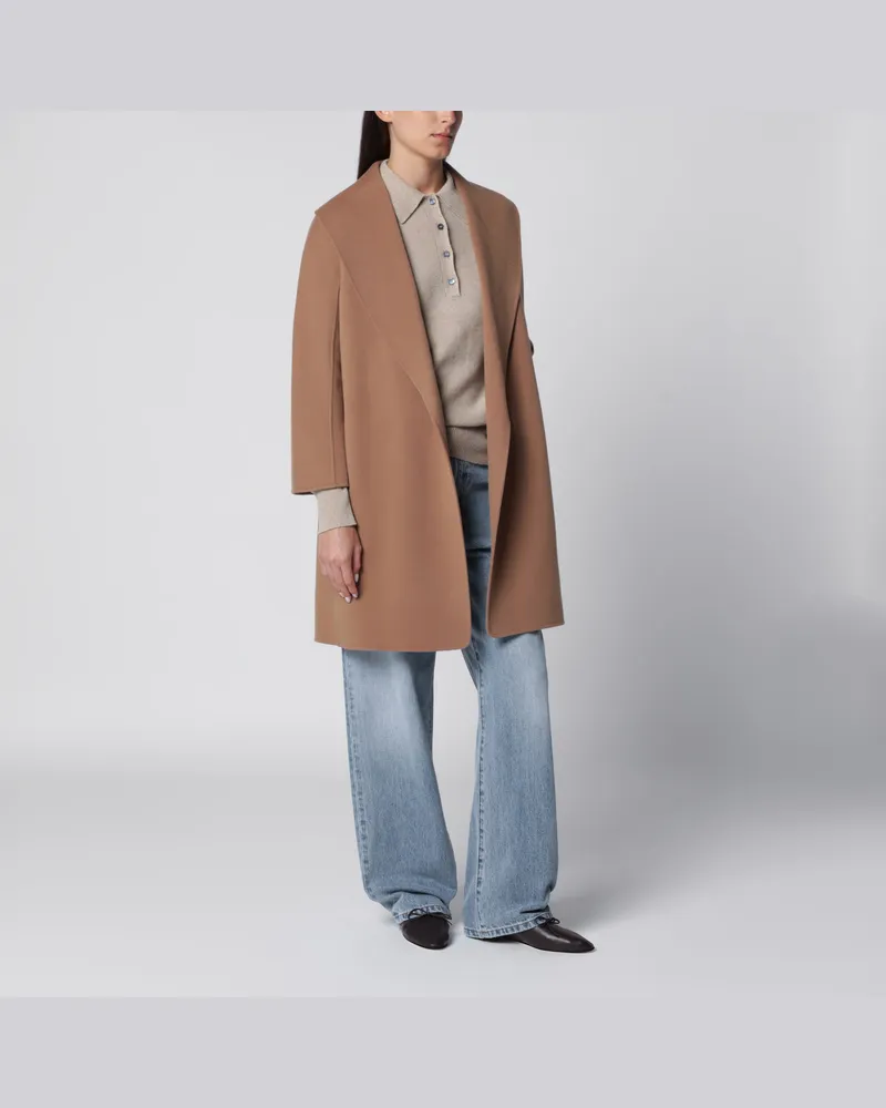 Max Mara Wickelmantel aus Double-Wolle in Camel Brown