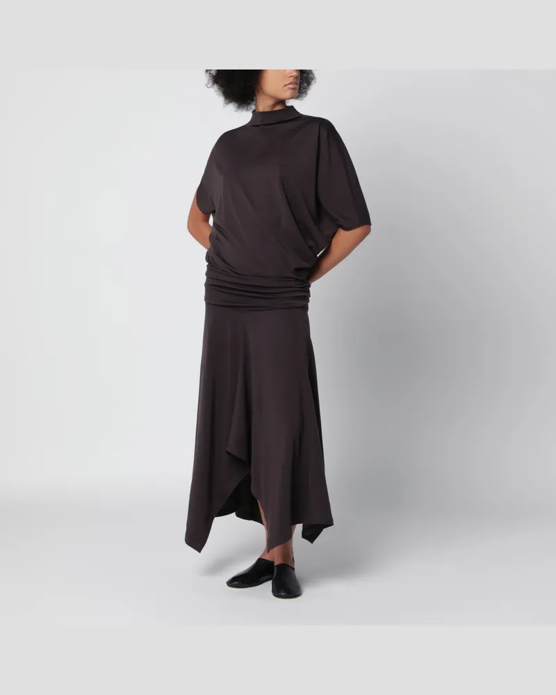 Christophe Lemaire Braunes Twisted Kleid aus Wolle und Viskose Brown
