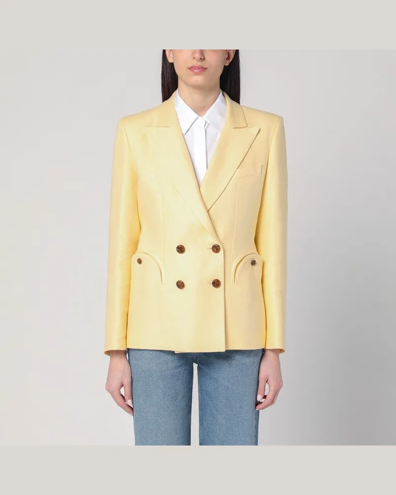 Blazé Milano Zweireihige Jacke Charmer Clarity in Butterfarbe Weiß
