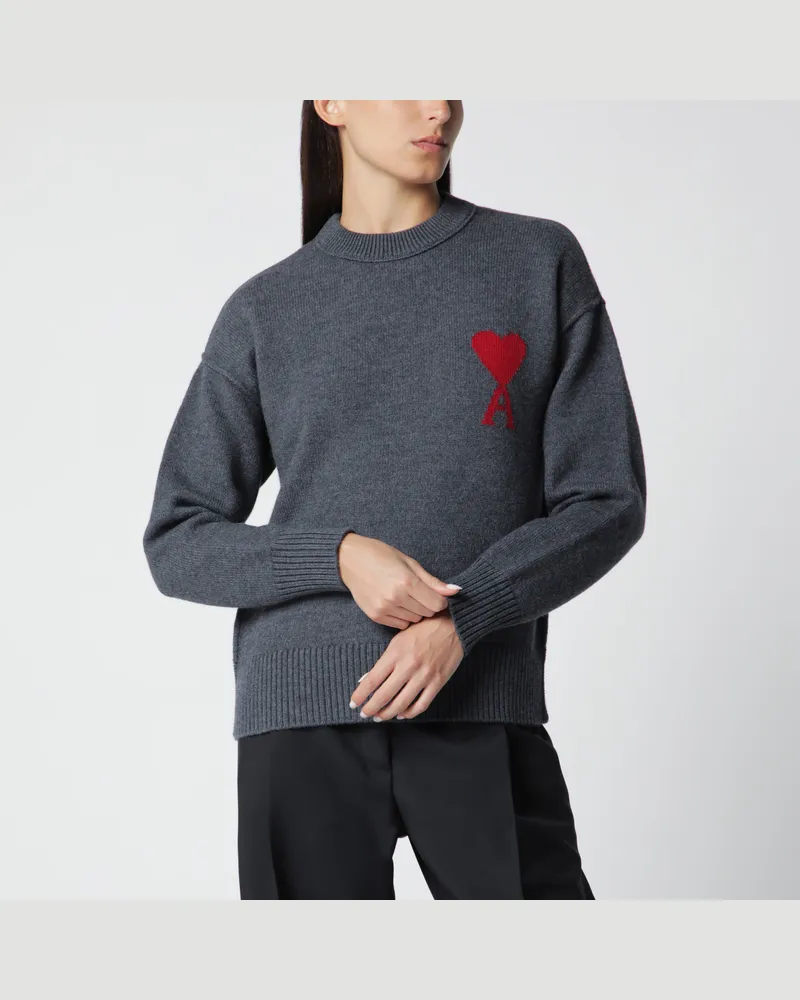 AMI Paris Ami de Coeur Pullover aus grauer Schurwolle Grey