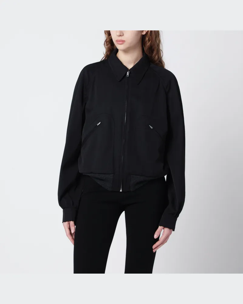 Maison Margiela Schwarze Jacke mit Reißverschluss aus Schurwolle Black