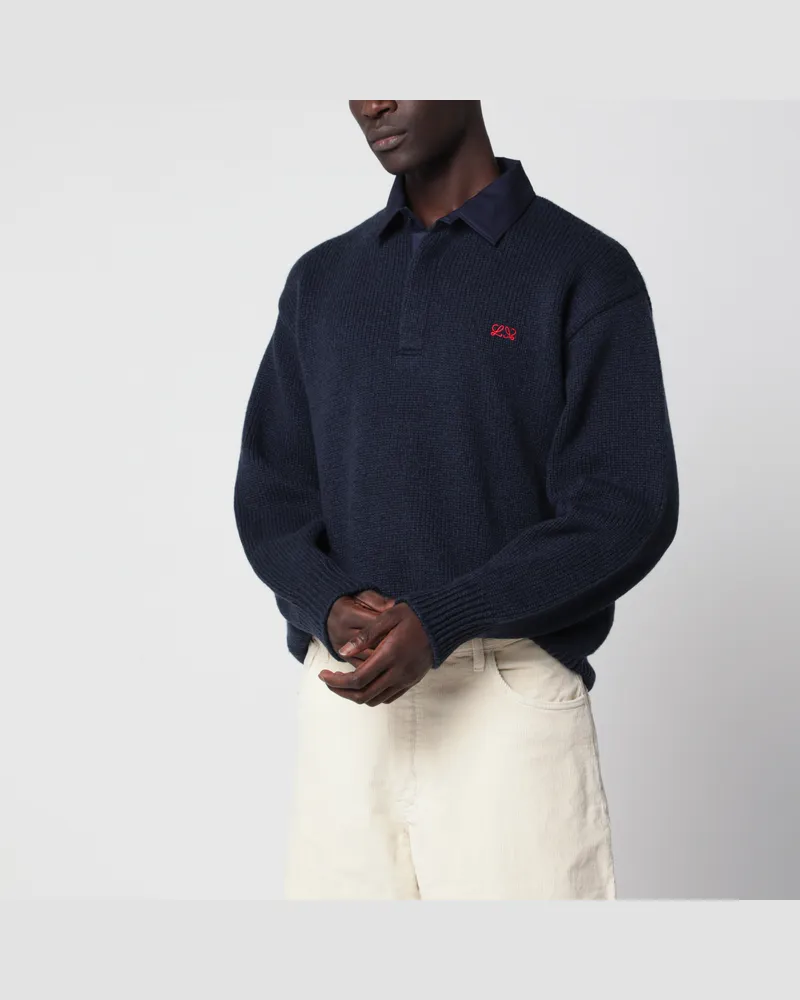 Loewe Navy blue wool polo sweatshirt Blue