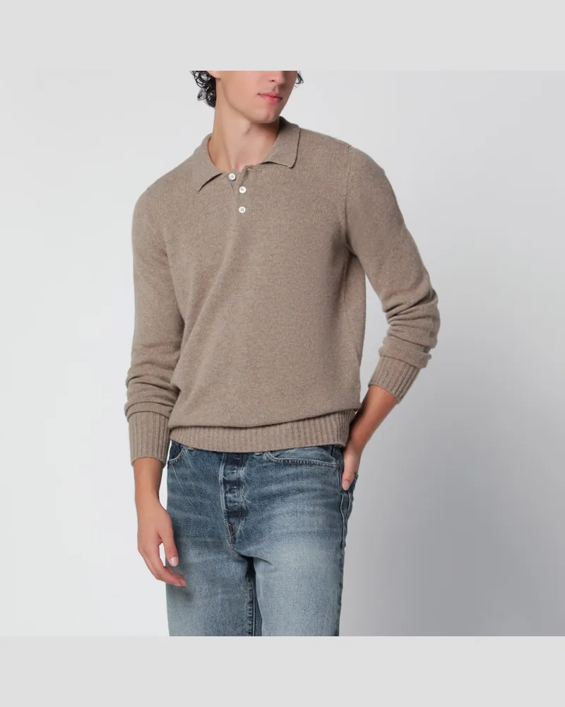 Drumohr  Beiger melierter Polopullover aus Wolle Beige