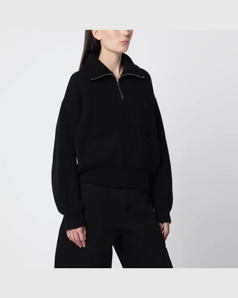 Alaïa Schwarzer Truckerpullover aus Wolle und Kaschmir Black
