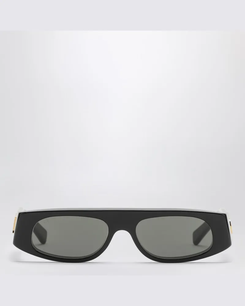 Gucci Schwarze Sonnenbrille mit geometrischer Form aus Acetat Schwarz
