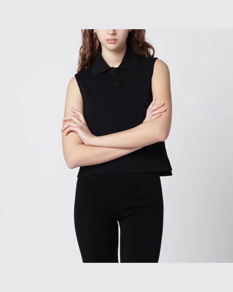 Saint Laurent Ärmelloses Schwarzes Polo Mit Cassandre-Logo Black
