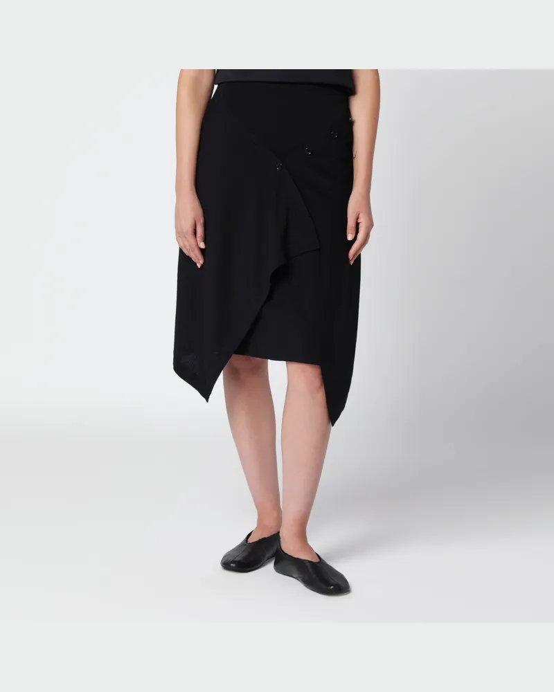 Christophe Lemaire Schwarzer Midirock aus Merinowollmischung Black