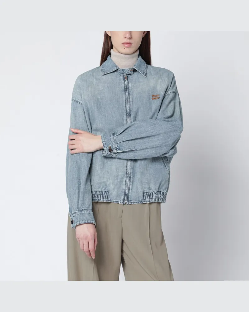 Miu Miu Hellblaue Jacke aus Chambray-Denim Hellblau