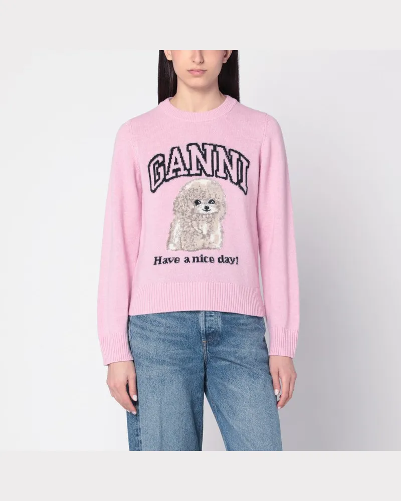 Ganni Rosa Pullover mit Pudel Rosa