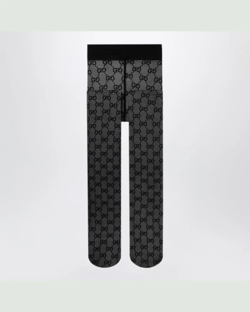 Gucci Schwarze Strumpfhose aus elastischem Nylon mit GG-Muster Black